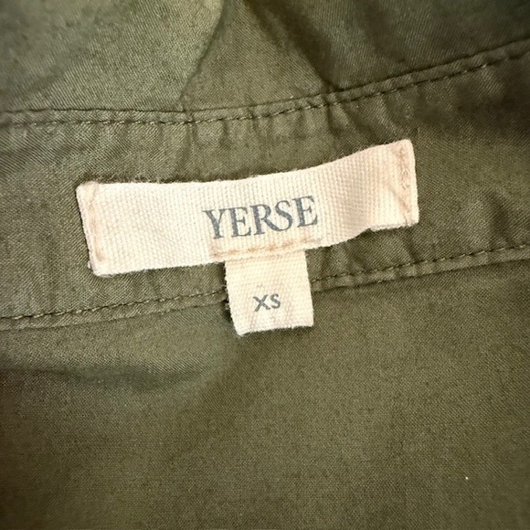 Yerse Short Sleeve Henley Shirt Dress Speckled Olive Green XS - Picture 5 of 12
